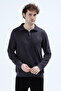 Men's Stand Collar Half Zipper Embroidered Sweatshirt Anthracite - 26K 6137 - 5