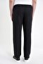 Oversize Fit Side Pocket Elastic Waist Black Linen Trousers P 1216 - 6