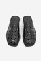 Women's Genuine Leather Closed-Front Studded Blunt Toe Sabo Daily Slippers Tavire Black - 6