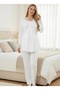 Women's Lace Long Sleeve 3-Piece Maternity Pajama Set with Dressing Gown - 4