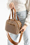 Women's Mink-Tan Buzzy Leather Multi-Compartment Column Strap Hand and Shoulder Zippered Daily Crossbody Bag - 2