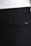 Oversize Fit Side Pocket Elastic Waist Black Linen Trousers P 1216 - 5