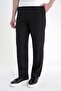 Oversize Fit Side Pocket Elastic Waist Black Linen Trousers P 1216 - 3