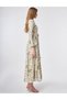 100% Cotton Belt Detailed Maxi Dress Cream - 5