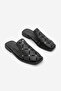 Women's Genuine Leather Closed-Front Studded Blunt Toe Sabo Daily Slippers Tavire Black - 5