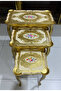 L&M Italian Henza Ivory Wooden Tris Table set