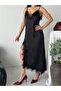 Women's Lace Detailed Slit Satin Dress - 2