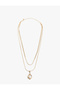 Stone Detailed 2-Piece Chain Pearl Necklace