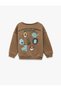 Printed Long Sleeve Crew Neck Hooded Sweatshirt - 2