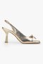 Women's Lola Gold Skin Bow Heeled Shoes - 3