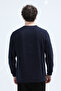 Men's Crew Neck Embroidered Sweatshirt Navy Blue - 26K 6138 - 6
