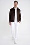 Men's Comfort Fit Suede Look Brown Coat with Side Pockets Mt 180 - 2