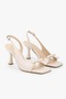 Women's Lola Ecru Leather Bow Heeled Shoes