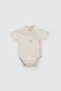 Organic Cotton 2-Piece Short Sleeve Double Breasted Beige Bodysuit Little Farm - 3