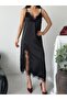 Women's Lace Detailed Slit Satin Dress - 3