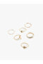 Stone Detailed 6-Piece Ring Set - 3