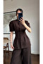 Brown Balloon Sleeve Waist-Sitting Suit - 1704 - 2