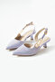 Lilac Suede Stone Embellished Pearl Buckle Adjustable Strap 5 cm Thin Heeled Women's Shoes - 6