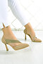 Alessi Light Beige Vegan Stone Pointed Toe Thin Heeled Evening Dress Shoes