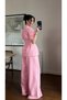 Pink Balloon Sleeve Waist-Sitting Suit - 1704 - 4