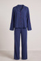 Navy Blue Ribbon/Bow Embroidery Detailed Viscose Woven Pajama Set - 6