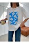 Crew Neck Oversize Floral Patterned T-Shirt