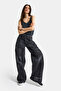 Women's Dark Smoked 10S6-1 Super Baggy Belted and Ripped Detailed Special Design Denim Jeans - 2