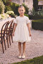 Girl's Bow Detailed Summer Balloon Dress Ecru
