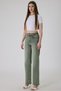 Women's Snow Wash Wide Leg Jean Pants – High Waist Comfort Fit Denim (Green) - 4