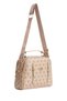 Women's Patterned Daily Crossbody Bag – Brown and Beige with Gold Zipper Detail - 7