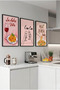 3-Piece Wooden Framed Painting Set, Spaghetti Design Kitchen Painting Wall Decor