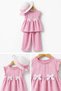 Girl's Gingham Suit with Hat, Summer Set of 3 Pieces - 3