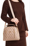 Women's Patterned Daily Crossbody Bag – Brown and Beige with Gold Zipper Detail - 8