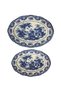 Elizabeth Bone Porcelain 2 Size Oval Kayık Plate Serving Dish Blue Vitage - 3