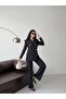 Turn-Down Collar Gold Buttoned Blazer Jacket and Trousers Two-Piece Set - 5