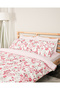 Flower World Cotton Double Red Duvet Cover Set with Elastic Sheet 200X220 cm Red