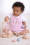 Infant Girls Bodysuit & Purple Stripe Dungaree Romper Set with Bunny Appliqué - 6