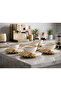 Fan Design Series - Asymmetrical Gold Fan Plate Coffee Set for 6 People - 2