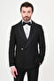 Straight Slim Fit Removable Shawl Collar Buckle Men's Groom Suit Black - 45463.26Y