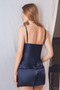 Women's Navy Blue Satin Shorts Pajama Set - Stylish Design with Lace Detail & Straps - 2