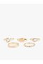 Stone Detailed Textured 5-Piece Ring Set