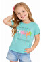 Girl's Dreams Text Patterned Green Color Short Sleeve T-Shirt - 2