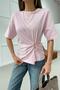 Padded Front Gathered Detail Tshirt Powder - 5