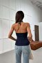 Halter Neck Strapless Tank Top Navy Blue - 4