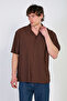 Men's apache collar short sleeve strawberry shirt - brown - 2