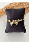 Gold Butterfly Charm Zircon Stone Steel Bracelet - 3
