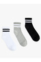 Striped 3-Piece Booties Tennis Socks Set - 2