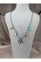 Summer Sea Themed Necklace Blue Rope Design with Sea Shell and Figure Pendant