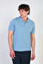 Men's Polo Neck Pique T-Shirt - Blue