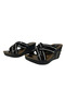 Black Stone Wedge Heeled Women's Slippers High Sole Slippers - 4